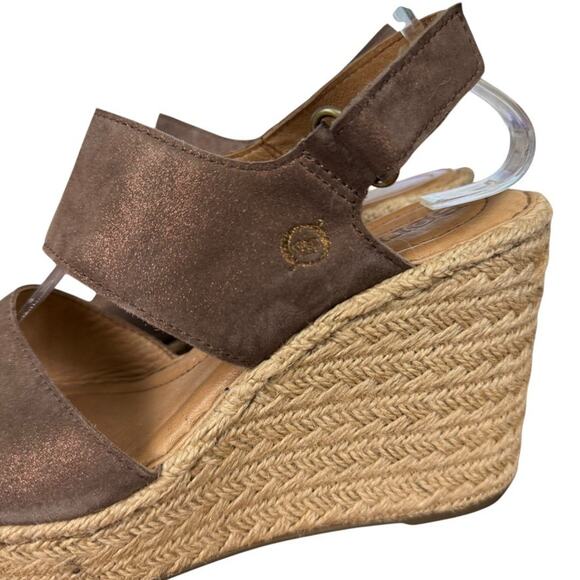 Born Sentinel Wedge Metallic Bronze Espadrille Platform Sandals Shoes Leather 9 - Picture 9 of 16
